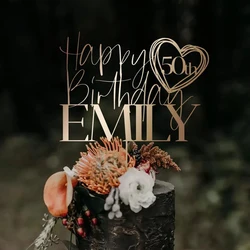 Personalized Happy Birthday Cake Topper With Rustic Heart Custom Name And Age Figuine Happy Birthday Cake Topper