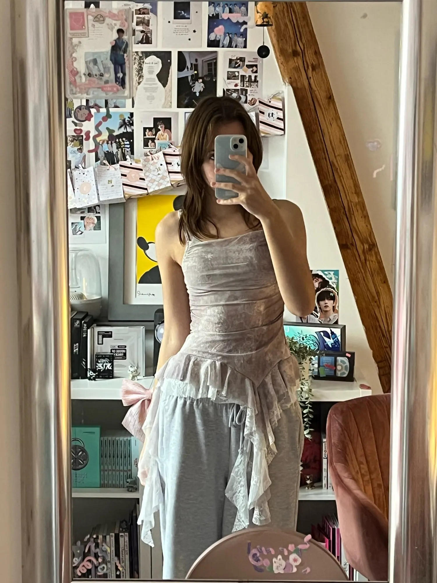 ISAROSE Summer Y2K Camisole for Women Casual Spaghetti Straps Double Layers Lace Stretch Mesh Patchwork Asymmetrical Slim Tops photo review