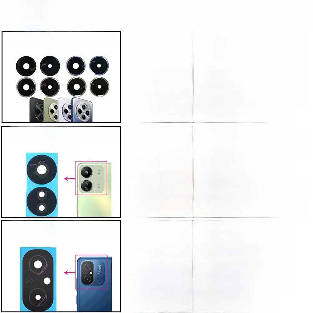 10 jeux de lentilles en verre de caméra arrière pour Xiaomi Redmi 12 13 14C 10A 10C 12C 9A 9C NFC 9Prime 10Prime lentille en verre de caméra principale avec autocollant