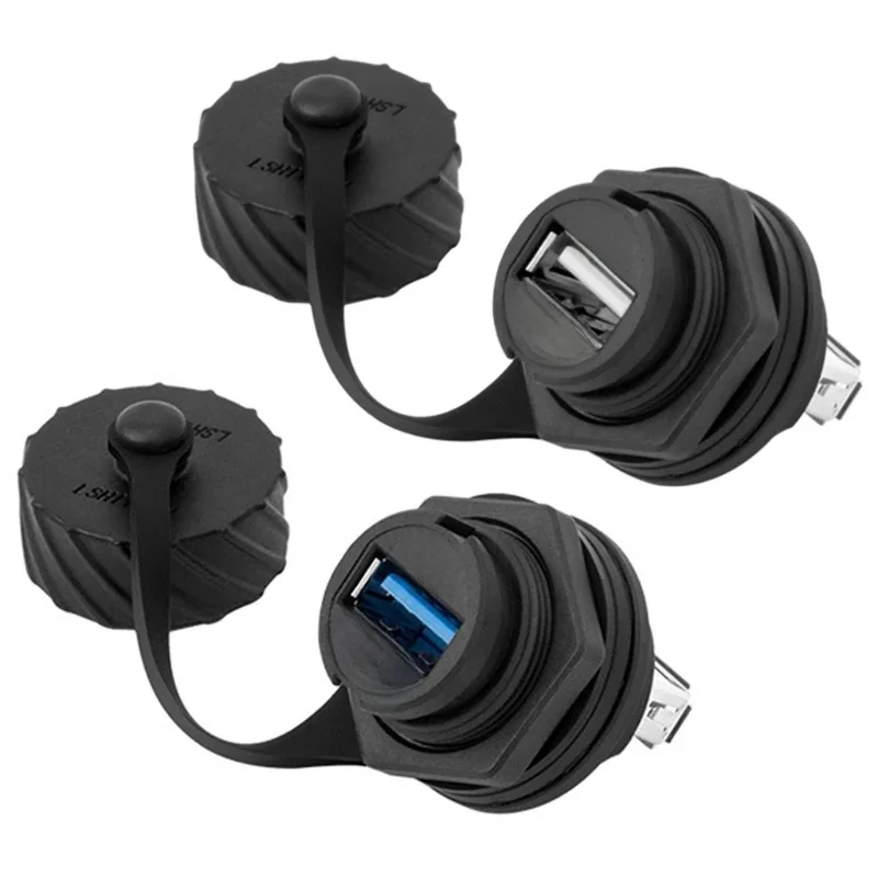 F3KE USB 2.0 żeńskie gniazdo wtykowe Adapter do montażu panelowego bezpośrednio wodoodporne złącze IP67 nasadką — zdjęcie produktu 7
