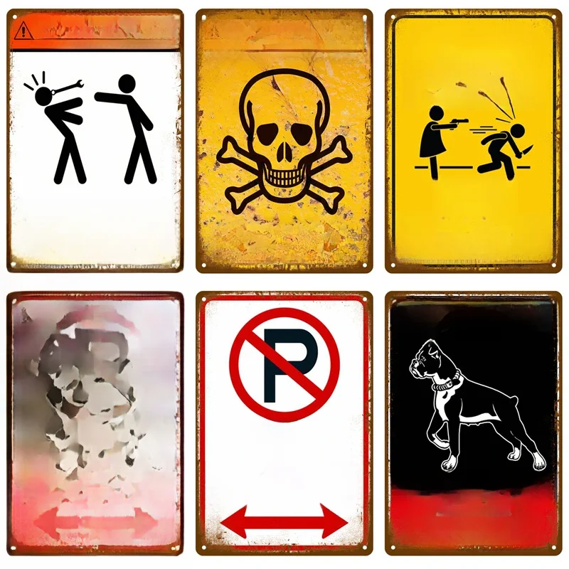 Panneau d'avertissement rétro en étain pour décoration murale de chambre à coucher, panneau métallique artistique Vintage pour Bars Garage café Club homme grotte Pubs, affiche murale