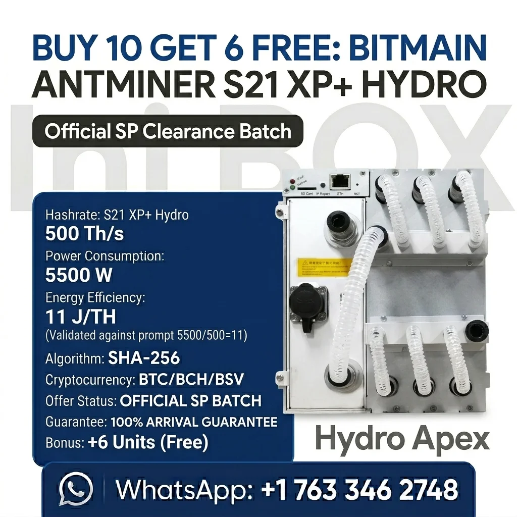 

SP | BUY 10 GET 6 FREE: BITMAIN ANTMINER S21 XP+ HYD (500T) | HYDRO CLEARANCE | SP DIRECT DOOR DELIVERY