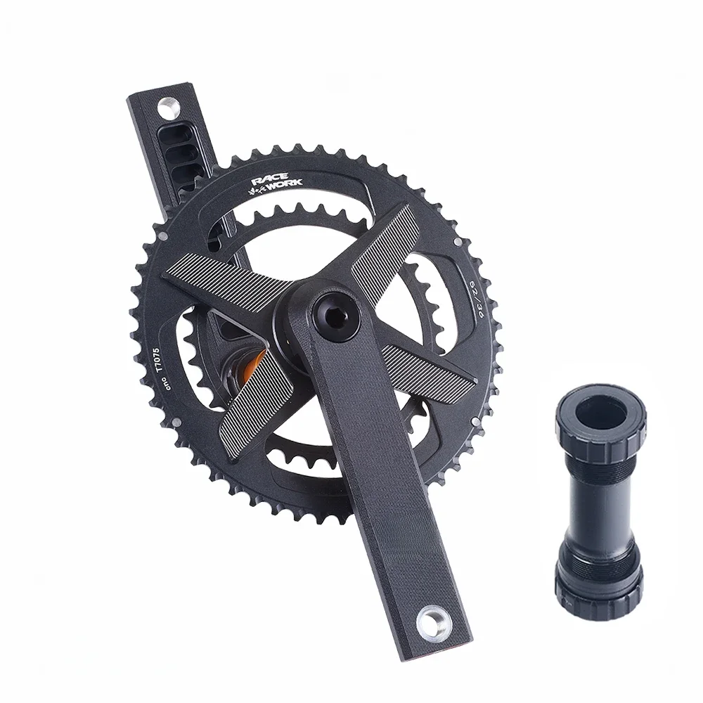 AliExpress RacewoRK RACEWORK Road Bike Crankset 170mm Chainset Crank 50-34T/52-36T/53-39T Chain Wheel Aluminum Alloy Shaft Bicycle Double Chainring