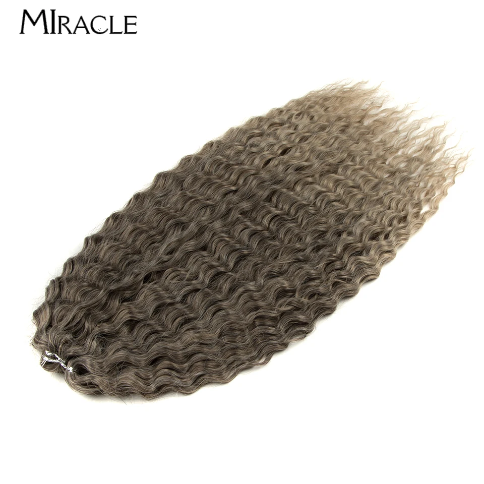 MIRACLE Ariel-extensiones de cabello rizado de ganchillo sintético, pelo trenzado de onda de agua, Rubio degradado, 22 pulgadas