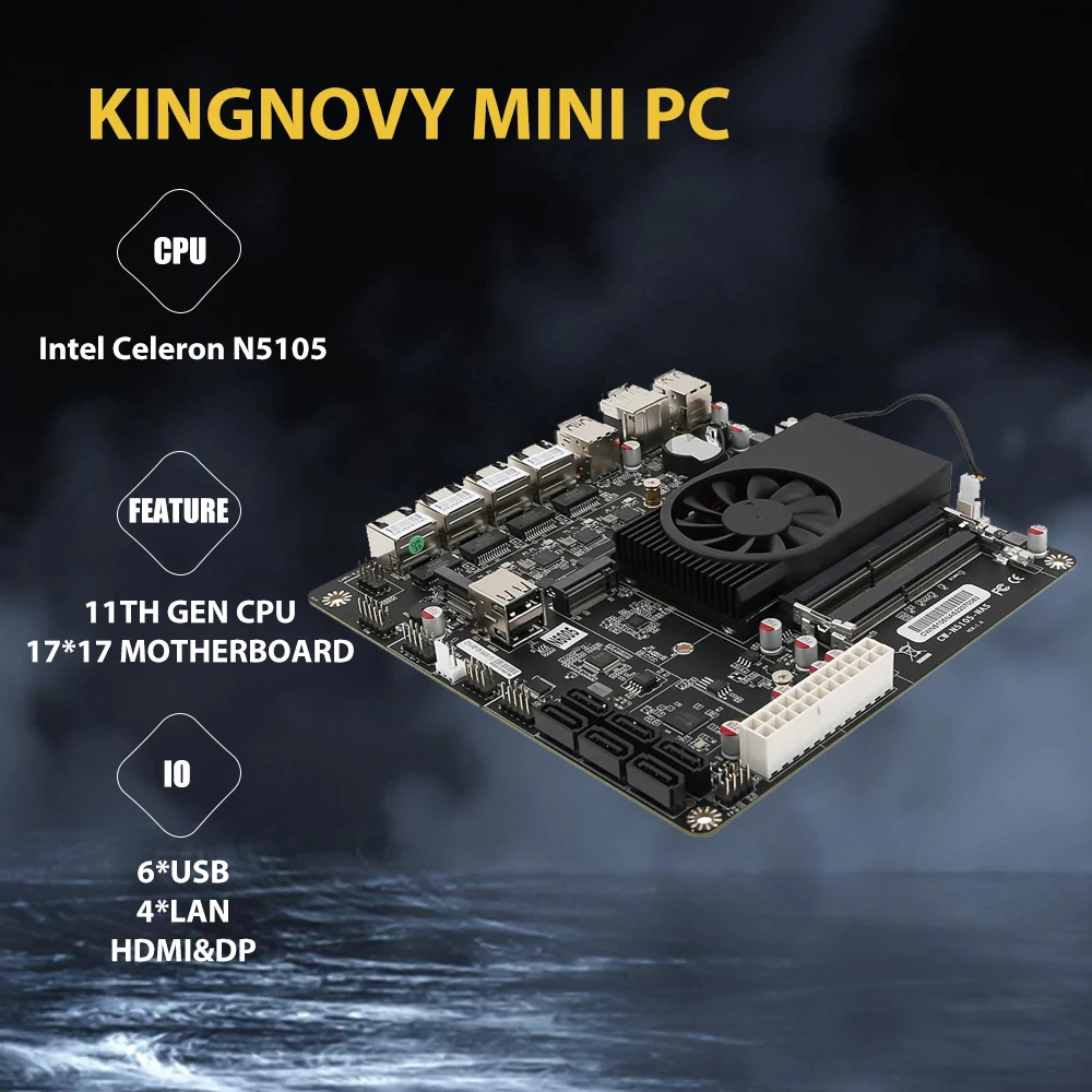 Pentium-placa base N5105 Industrial Mini ITX NAS, enrutamiento de Firewall 4x Intel i226-V LAN 2 x M.2 NVMe 6 x SATA3.0 2 x DDR4 DP1.4 HDMI2.0