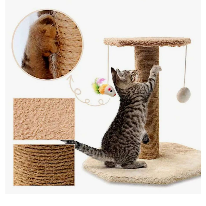 Arrancador Para Gatos Escalador Poste com Brinquedo Gato Duplo Exclusivo Cor Bege(23-19)