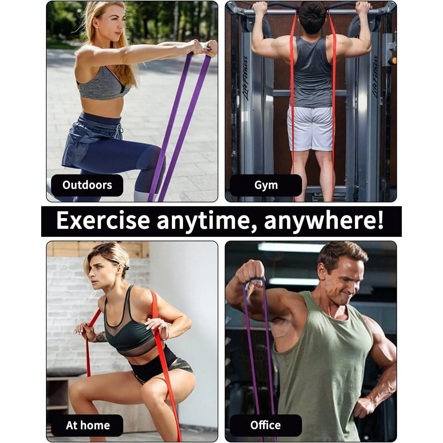 4-teiliges TPE-Widerstandsband-Set, Übungsbänder für Beine und Po-Training, Yoga-Pilates-Trainingsbänder, Dehnbare Fitness-Elastikbänder, Geschenk für Fitness-Enthusiasten und Heimtrainer – Detail 4
