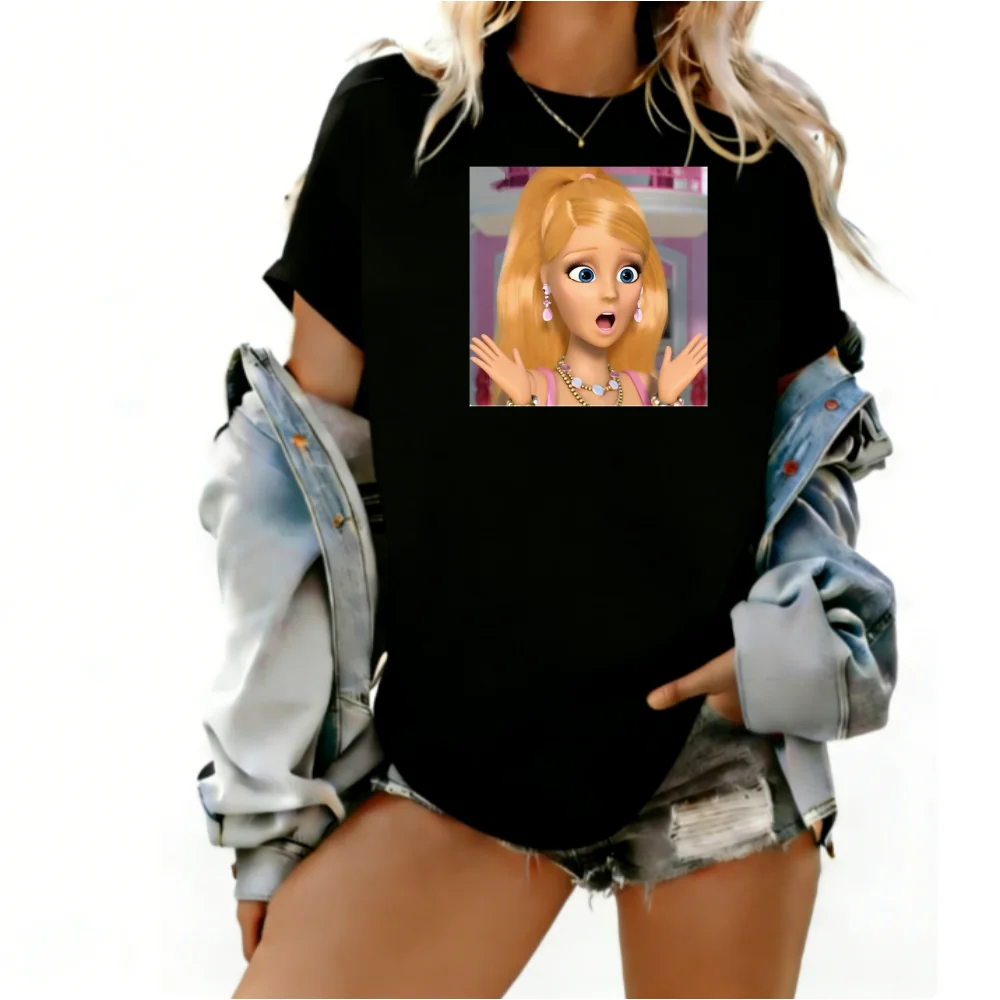 

Vivid Character Pattern Relaxed T Shirt Breathable Lightweight Casual Top Short Sleeve Tee For Ladies Weekend Daily Lifestyle