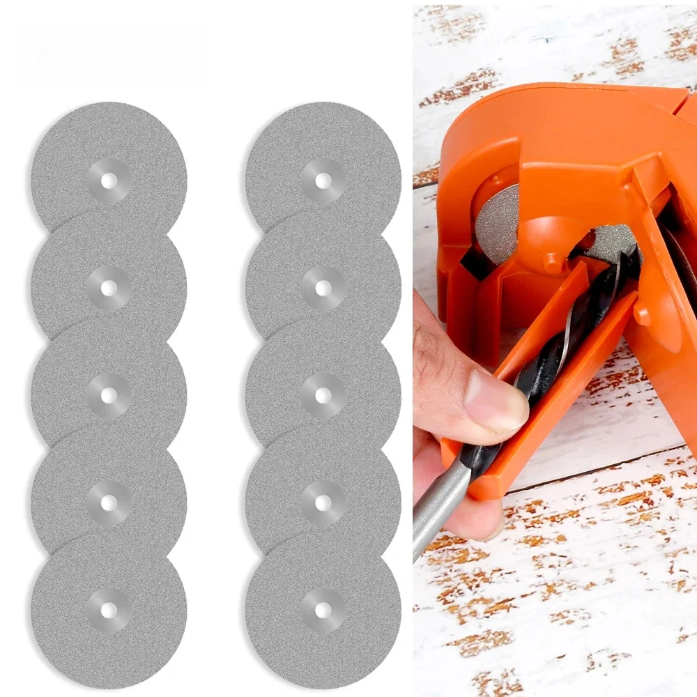 Disque d'affûtage de foret à tour plat, meules, foret polyvalent, disques de meulage pour foret hélicoïdal en acier à grande vitesse, 10 pièces