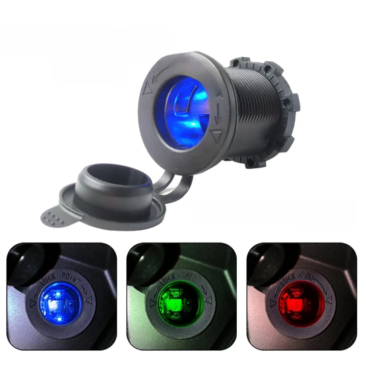 Prise de chargeur allume-cigare de voiture 12V/24V, étanche avec lumière LED pour voiture, bateau, moto, tracteur, adaptateur de prise de courant