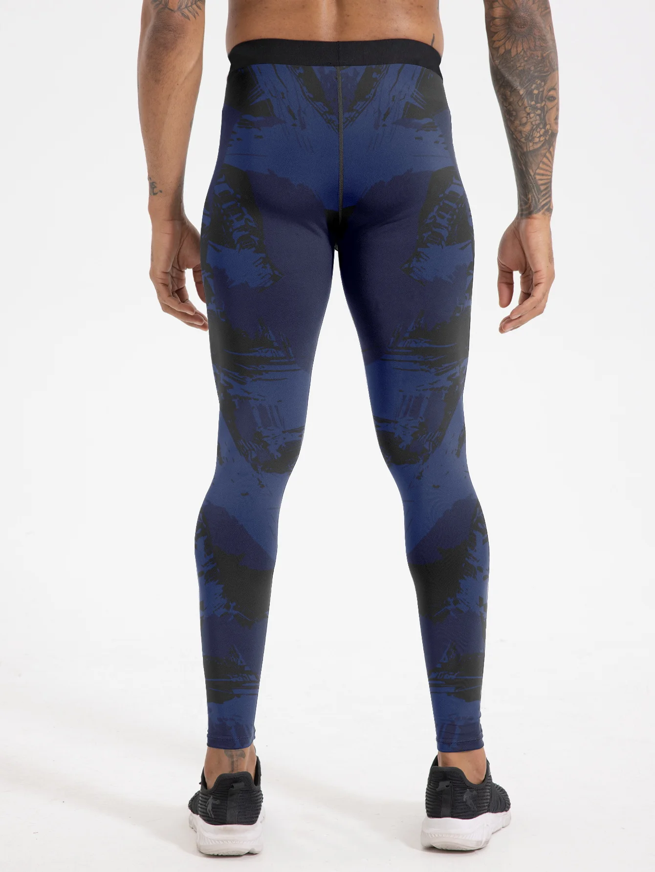 Leggings a compressione da uomo per corsa all'aperto Leggings sportivi con stampa digitale con poliestere ed elastico elasticizzato