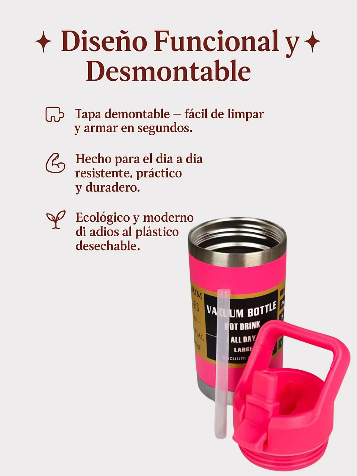 ترمس Fab-26 304 Sus 360 مل من الفولاذ المقاوم للصدأ مع مكنسة كهربائية مزدوجة الجدار، غطاء قابل للإزالة مع قش قابل للسحب، مقبض مريح، خالي من مادة Bpa، يحافظ على مشروبات باردة أو ساخنة لساعات المكتب، مثالي للمكتب، #4