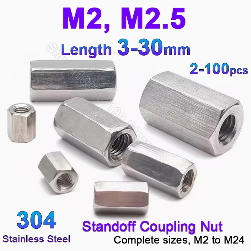 

M2 M2.5 304 Stainless Steel Standoff Rod Long Coupling Nut Hex Nutsert Motherboard Hexagonal Board Rack Mount Pillar Spacer Bolt