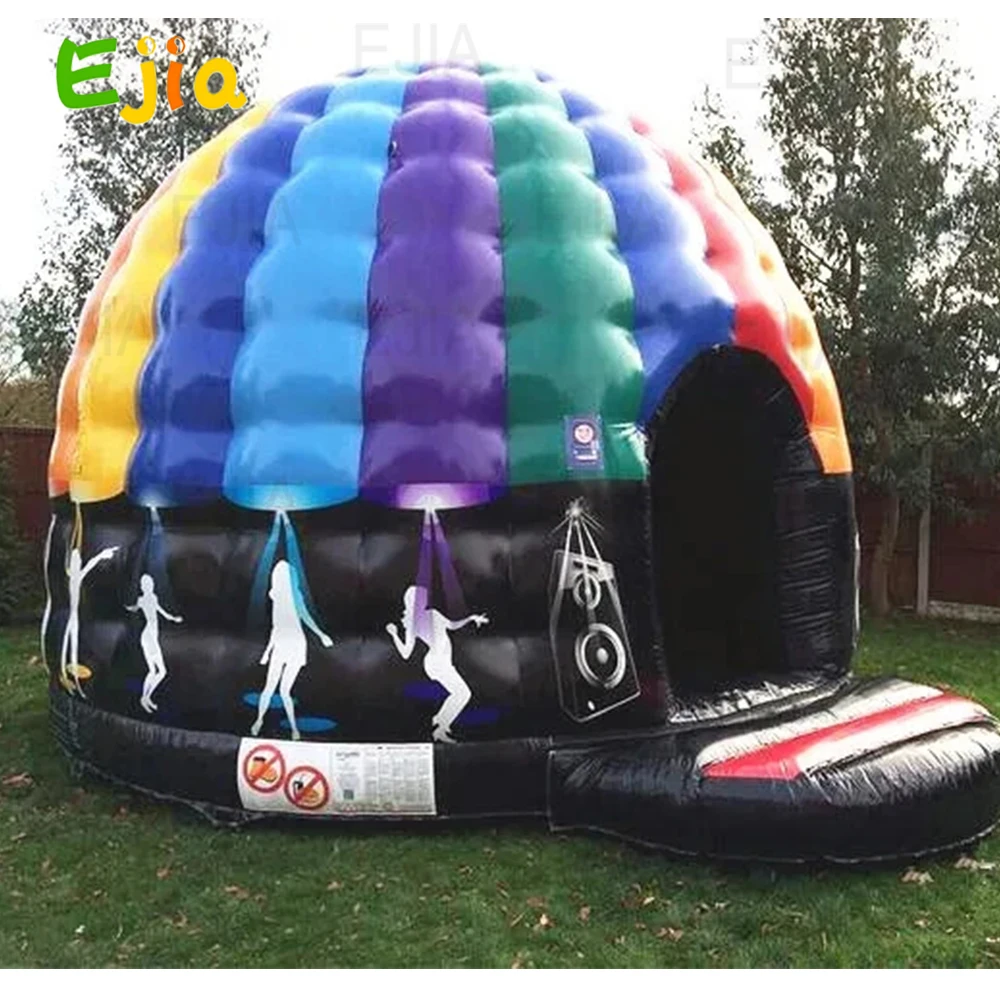 10ft/3m  PVC Inflatable Disco Dome Bounce House Jumping Castle Music  Dance Dome Tent  For Party Wedding Event with Disco lights