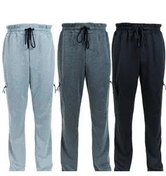 3 Pack Men's Fleece Lined Slim Fit Casual Tech Jogger Sweatpants Zipper Pockets GYM Track Pants S-3XL