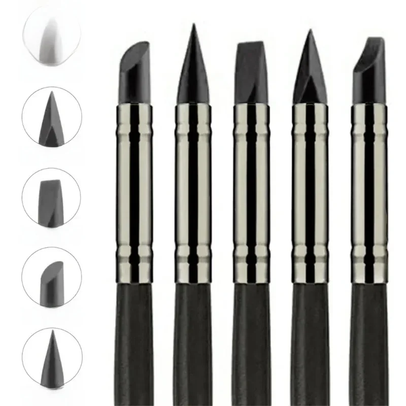 5 pièces outil de sculpture en argile de Silicone pour la modélisation des pinceaux pointillage outil d'argile de poterie d'art d'ongle nouveaux outils de sculpture de bricolage 2025
