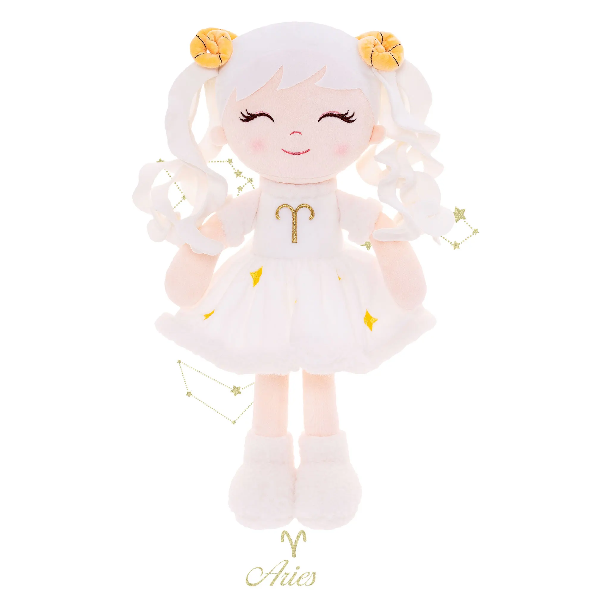 

16 inches Baby Girl Gifts Plush Doll Ariess Constellation Doll In White Skirt for Graduation Baby Shower Presents