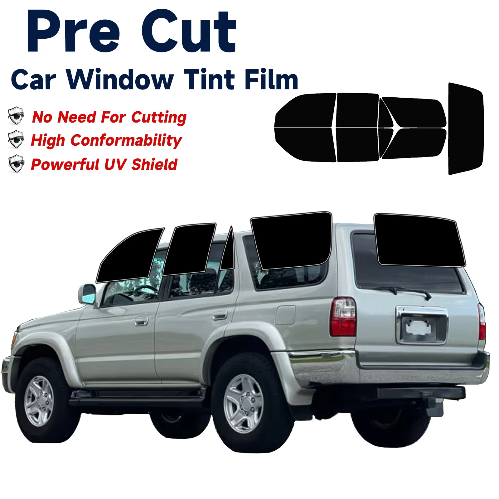 

PreCut Window Tint Car For Toyota 4Runner 1996-2002 All Sides Sun UV-IR Blocking Heat & Glare 2Ply Window Protector Films Shade