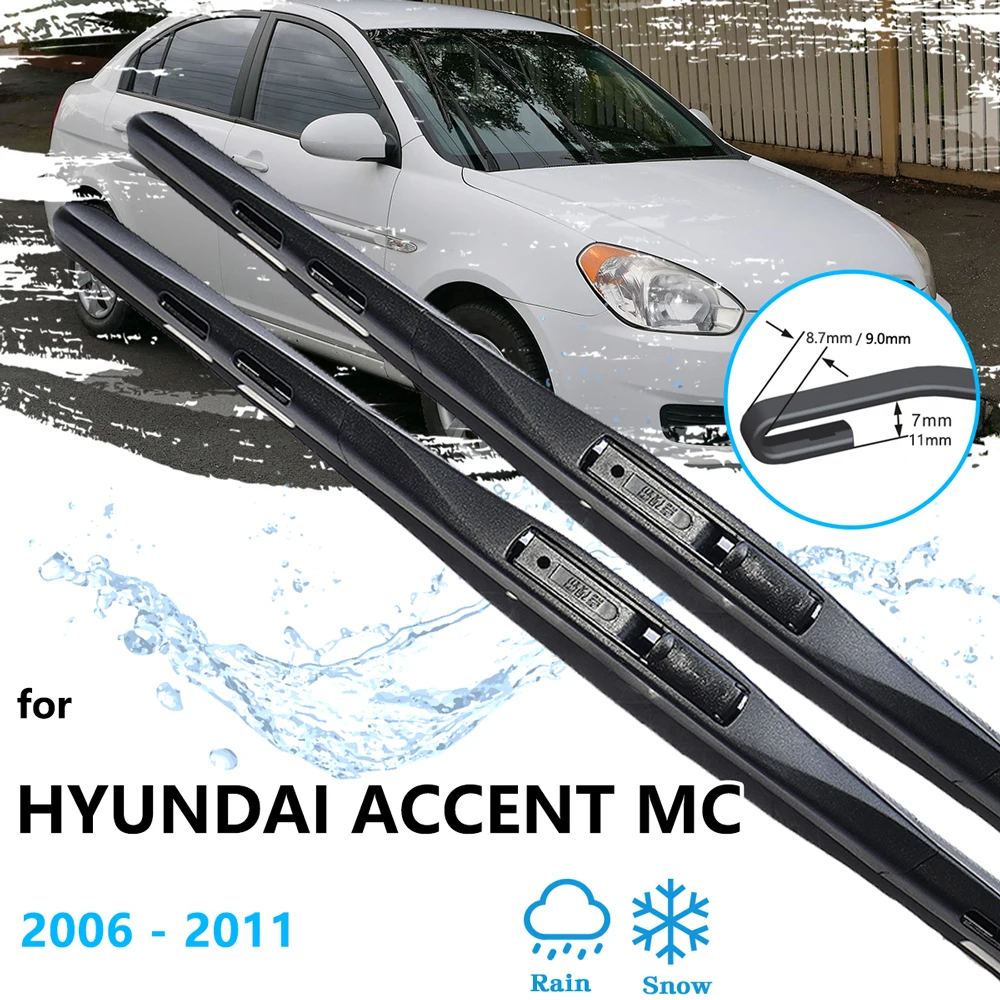 For Hyundai Accent MC Verna Super Pony Brio Attitude 2006~2011 Car Accessory Frameless Wiper Blades Front Windshield Windscreen