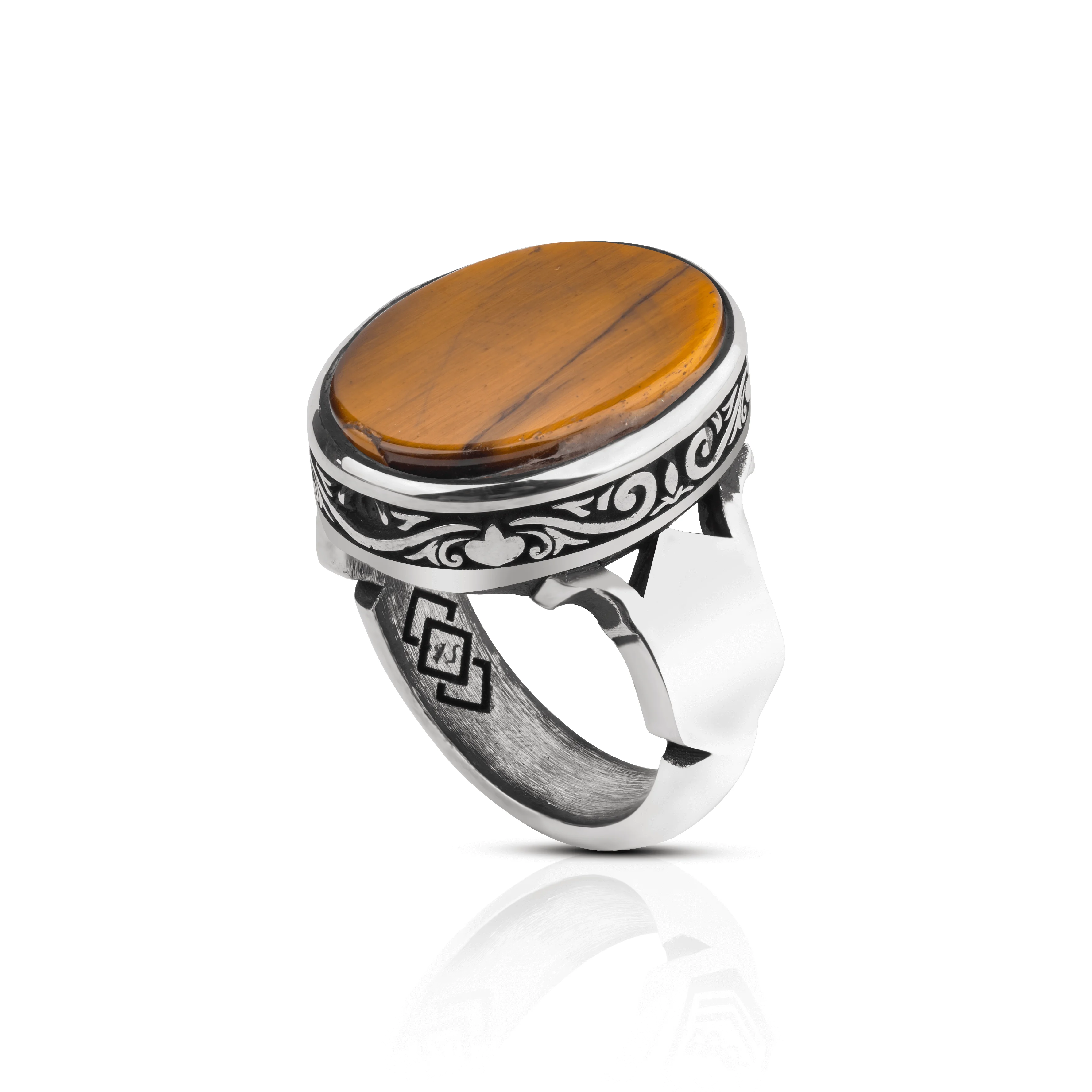 Silver ring  925 Tiger's eye stone ,, for men