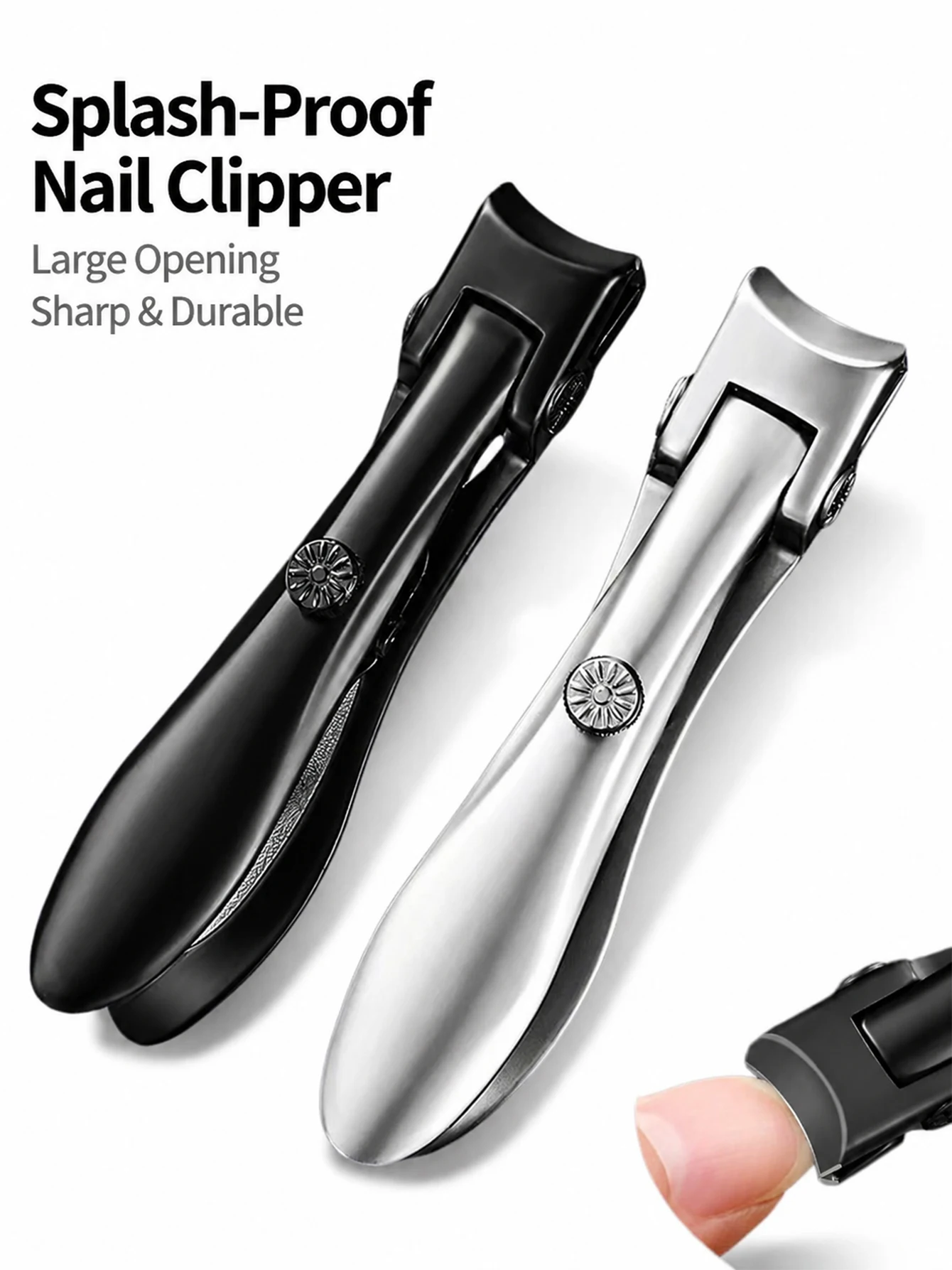 Neue große Anti-Spritz-Nagelschere aus Edelstahl mit breiter Öffnung, Blumen-Nagelschere, Einzelset, tragbarer Nagelknipser, hochwertige Maniküre-Ausrüstung