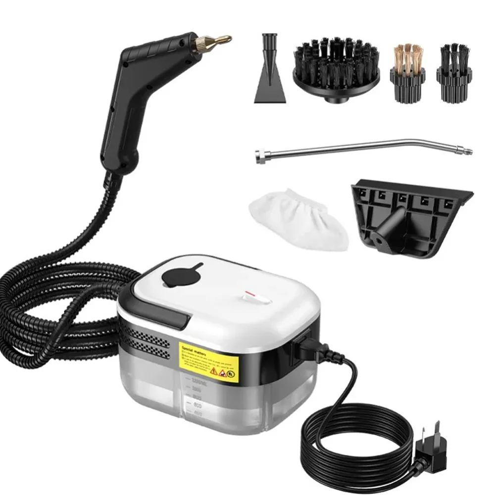 Tragbarer Handdampfreiniger, 6 einstellbare Geschwindigkeitsstufen, Hochtemperatur-Dampfreiniger mit Druckfunktion, 1200 ml großes Wassertankfassungsvermögen, mit Bürstenköpfen für Küche, Möbel,