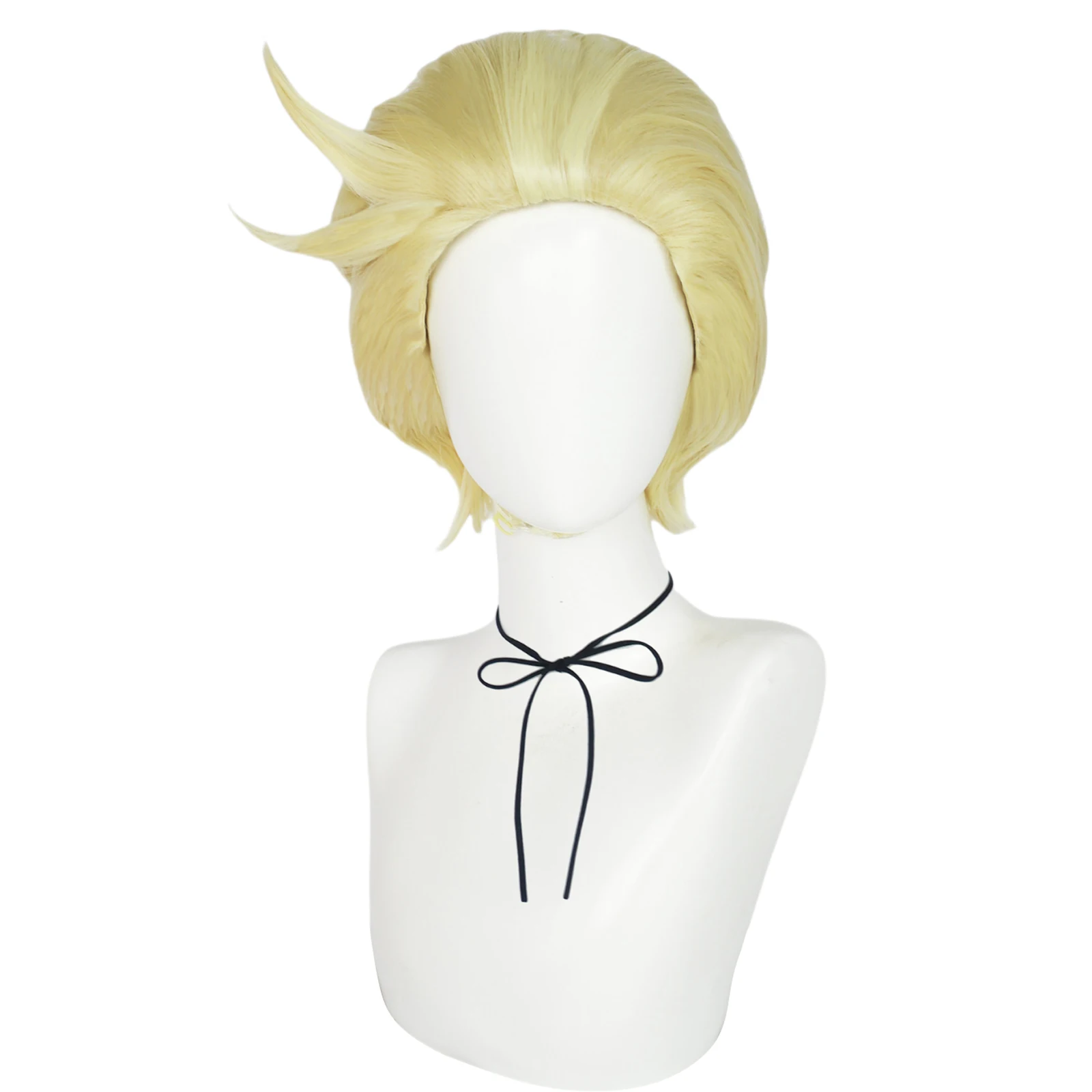 Synthetic 12 Inch Short Straight Blonde Anime Hazbin Hotel Lucifer Morningstar Cosplay Wig Daily Party Halloween