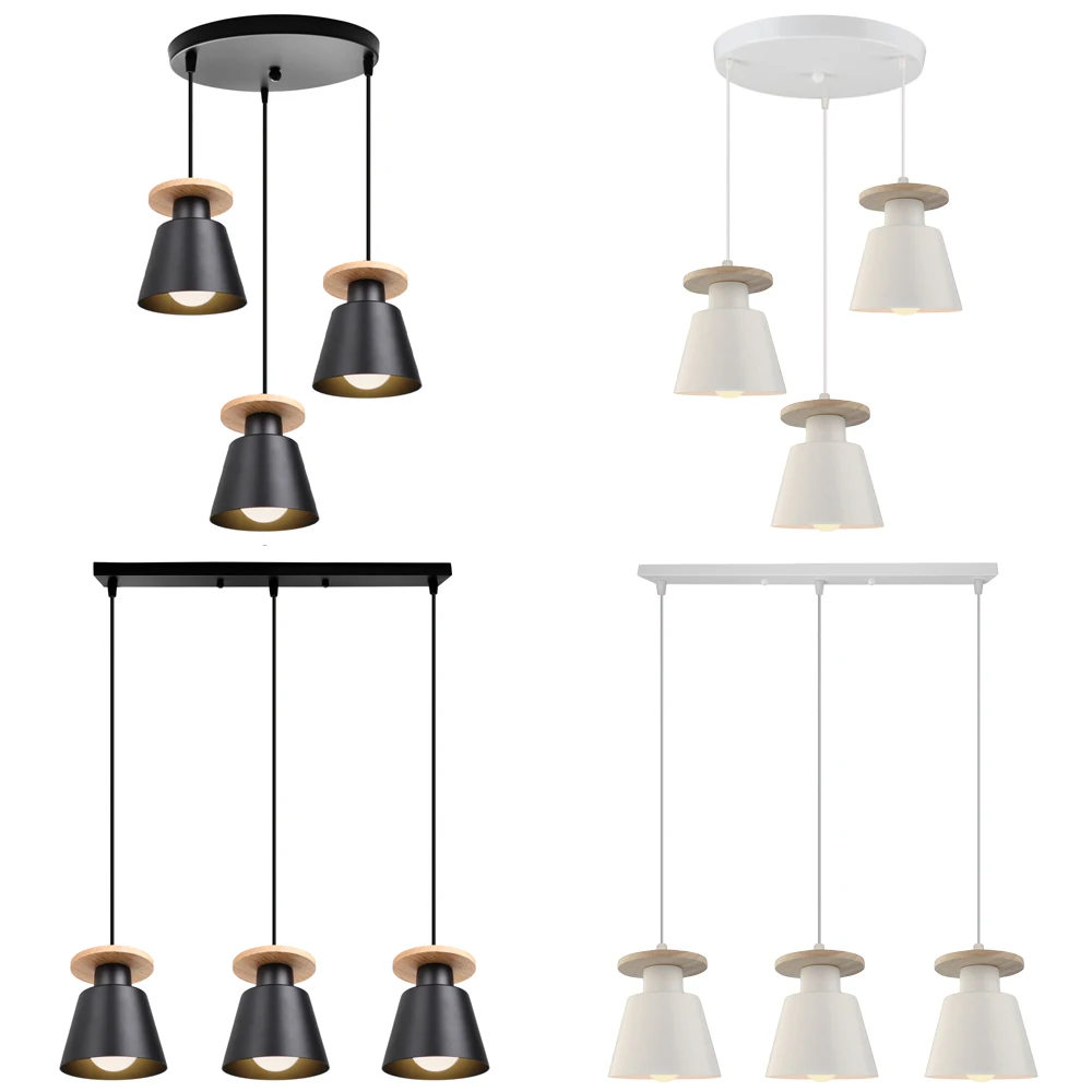 

1/3 Heads Modern Pendant Lights Wood Adjustable Hanging Lighting Lamp for Kitchen Island Dining Room Living Room Bedroom Decor