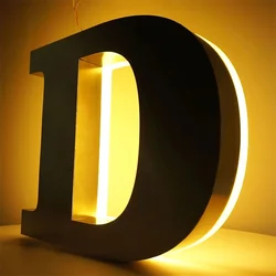 Custom 3D Backlit Sign, Custom Office Sign, Brushed Gold Backlit Sign, Lobby Sign, Reception Sign, Business Backlit Letters