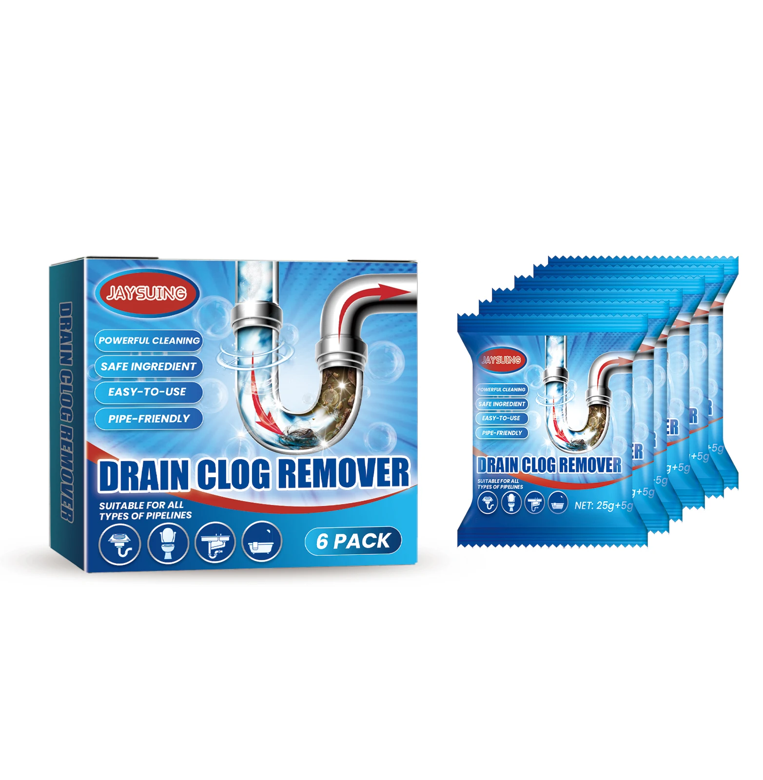 Drain Blockage Remove Powder Efficient Breakdown Toilet Kitchen Drain Blockage Dredging Non-Irritating Clean Deodorant Powder