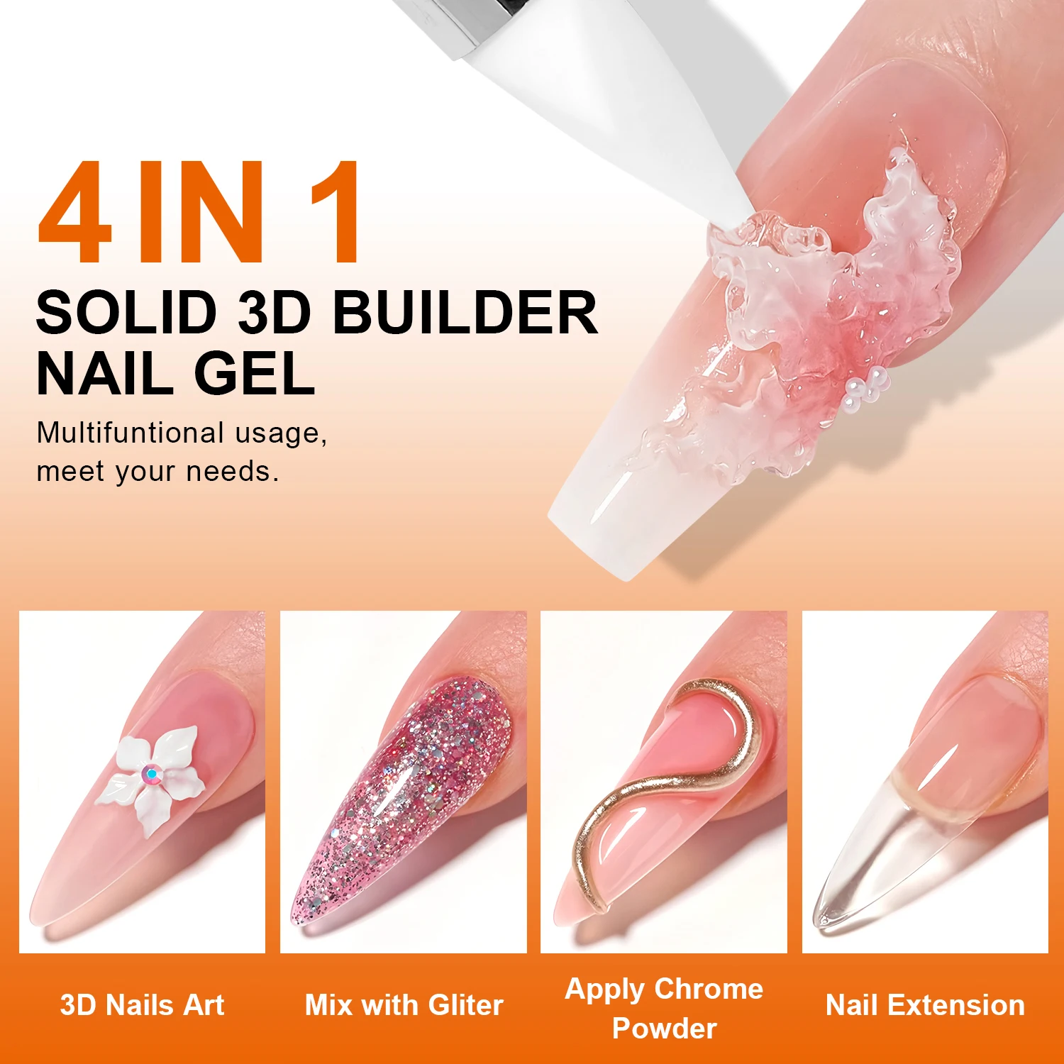TWOING 15g Clear & White Non Stick Hand Extension Gel 3D Shaping Sculpting Carving Nail Art Solid Hard Gel for Fake Nail image 2