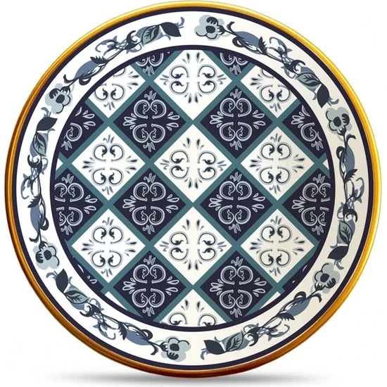 

Toygar Majida Serving Plate Set of 6 25 cm. Blue Slice