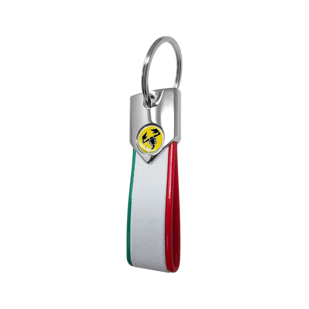 Keychain Abarth official, tricolor Carbon yellow scorpion