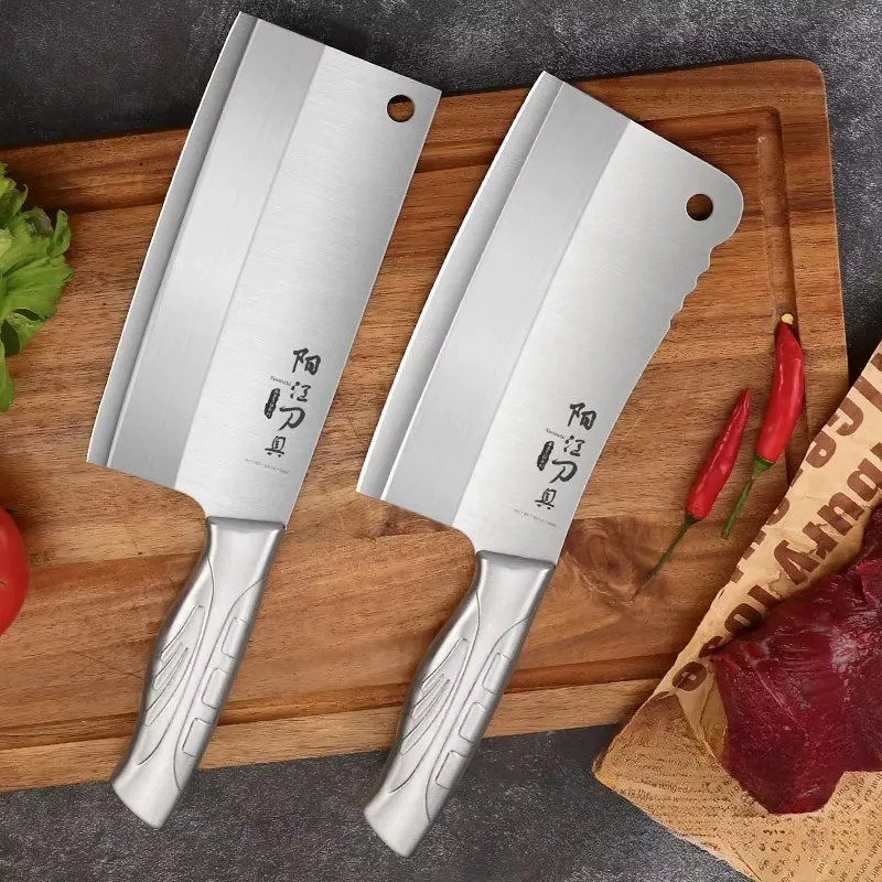 

2-Piece Kitchen Knife Set - Heavy-Duty Stainless Steel Bone Cleaver & Meat Slicer for Home & Restaurant Use