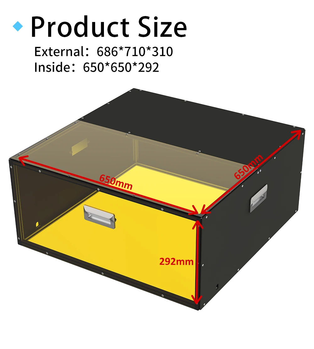 Laser Engraving Machine PVC Enclosure 650x650x292mm Eye Protection Vent Dust-proof Protective Box for CNC Engraving Machine