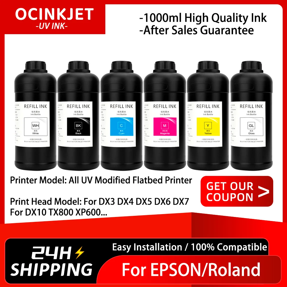 

1000ML UV DTF Ink For Epson Roland Mimaki UV Printer UV Printhead Cleaning Solution UV Hard ink