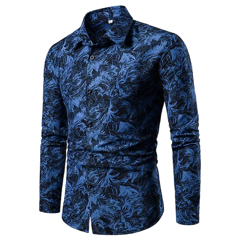 Fashion Pop Prom Party Night Club New Designer Long Sleeve Clothing Slim Button Lapel Men Tops