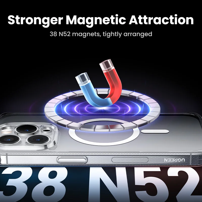 UGREEN Magnetic Case for iPhone 16 15 14 13 Pro Max Case Shockproof Cover for iPhone 16 Pro Max 15 Plus 16pro Macsafe TPU Cases