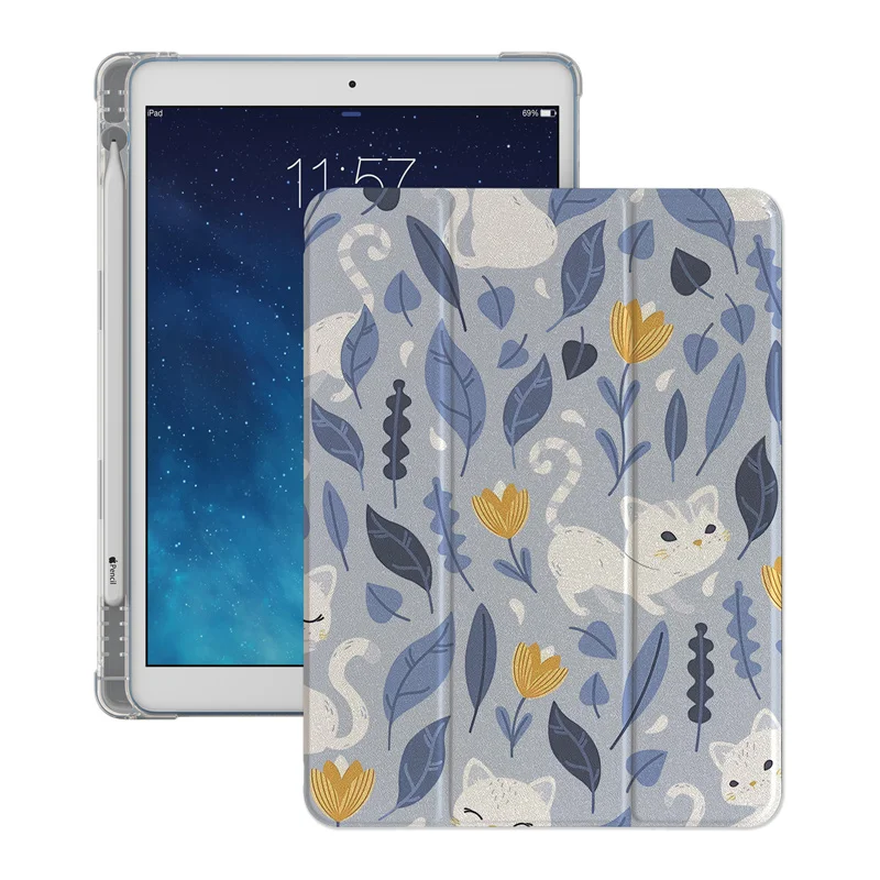 Cute Cat Print Tablet Case For iPad Air 2024 Pro 11 inch iPad Air 5/4 10.9 10th 5/6/7/8 10.2 9.7 inch Air3 10.5 mini 6/5/4 Cover