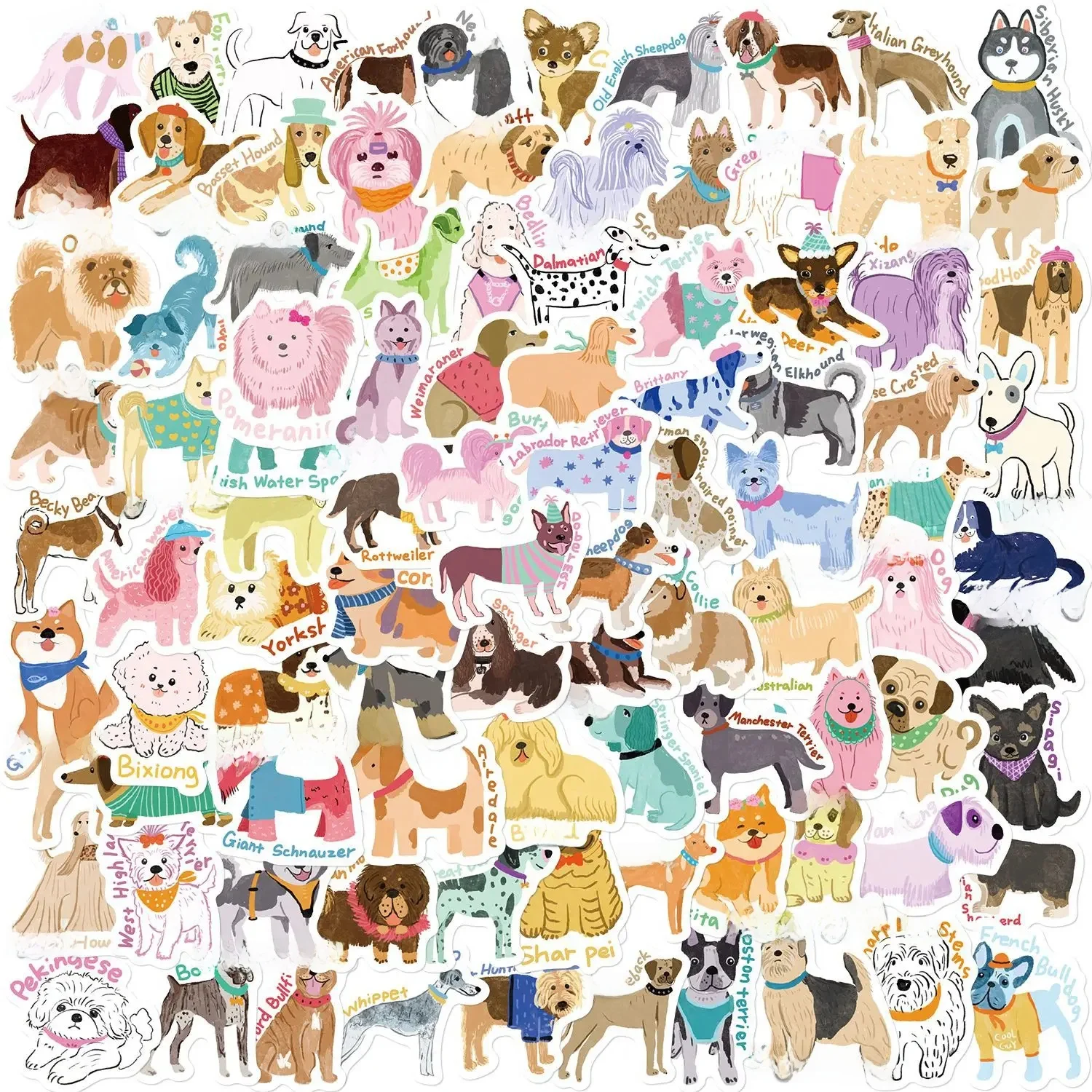 100PCS Cartoon Niedlichen Hund Serie Kreative Aufkleber Dekorative Gepäck Skateboard Tier Graffiti Aufkleber