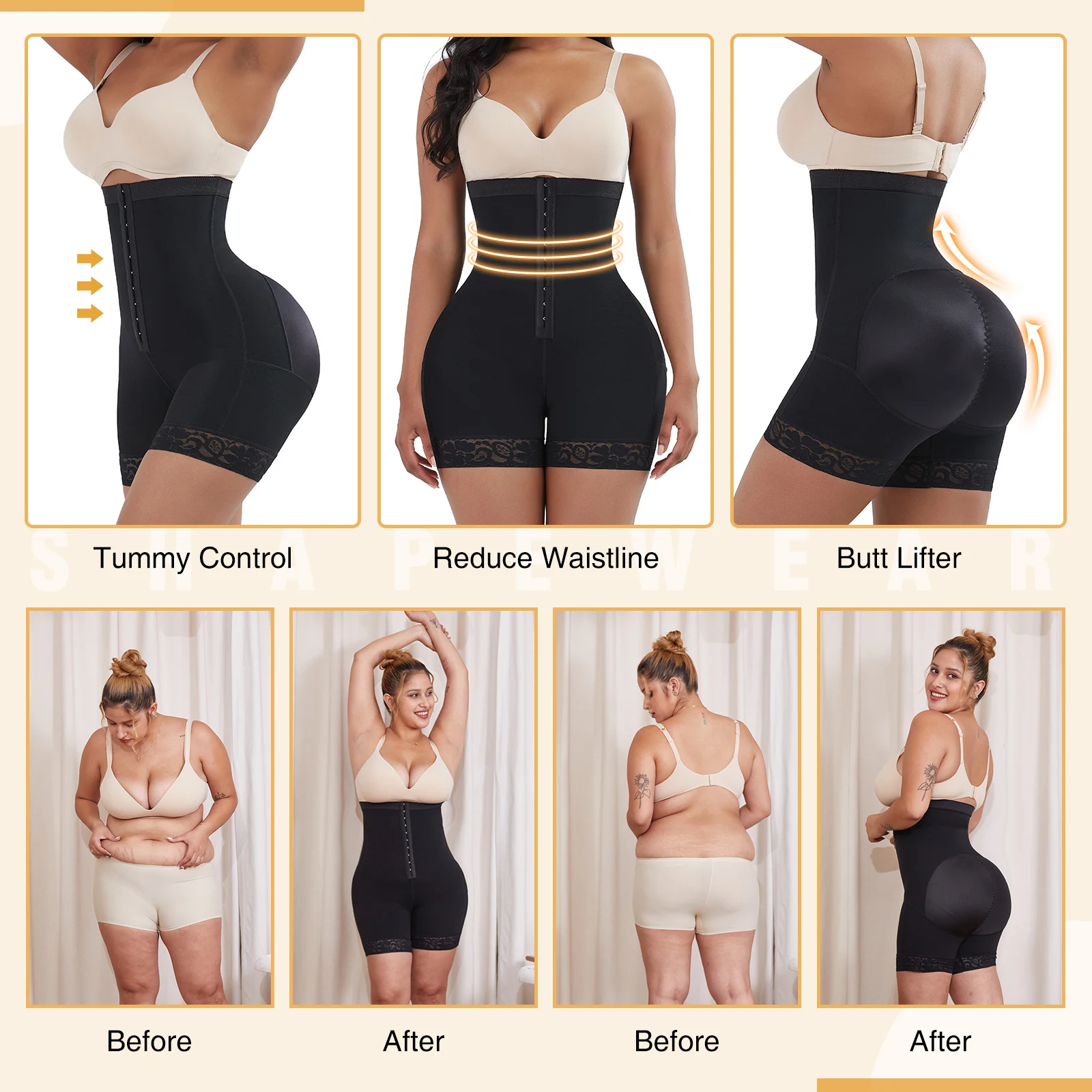 Breasted Lace Butt Lifter Corset High Waist Trainer Body Shapewear Women Slimming Shorts Underwear Tummy Control Panties