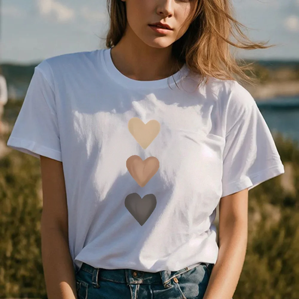 

Y2k Love Heart Print Graphic Tees Women Summer T Shirt Girl O-Neck Short Sleeve Casual Unisex Tops Female 90s Casual Clothing