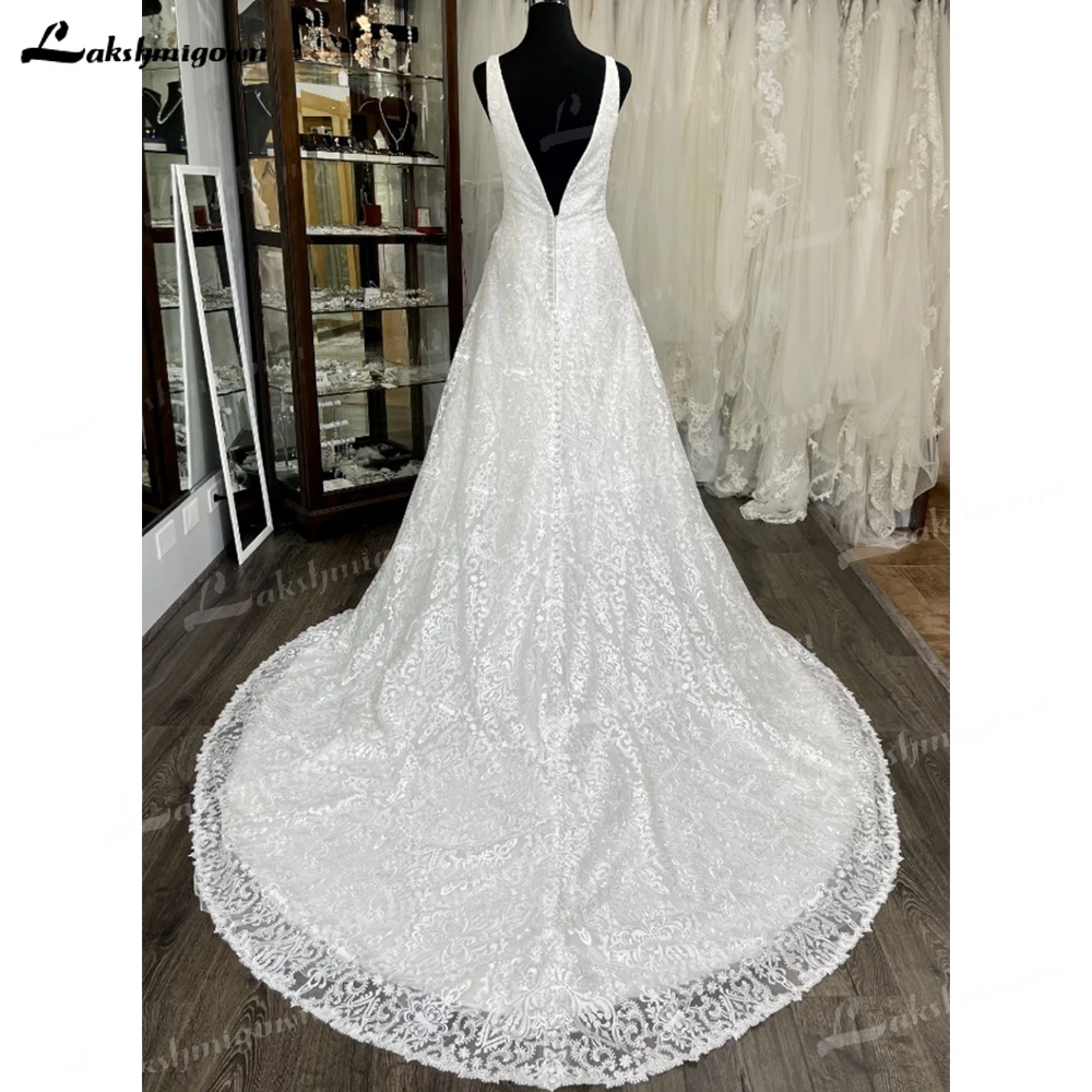 Sexy Favorite A-line Wedding Dress For Brides Of The Unique Regal-inspired Aesthetic Bridal Gown V-Neck Straps Floor Length