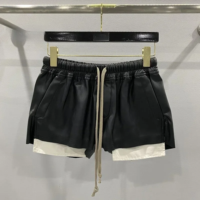 Damesmode Basic PU-leer Vier hoekzakken Comfortabele shorts Nieuwe veelzijdige zwarte korte broek - afbeelding 2