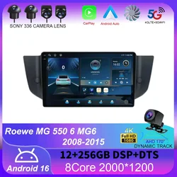 Android 16 Car Radio For Roewe MG 550 6 MG6 2008-2015 QLED Multimedia Carplay GPS Navigation Head Unit WIFI 4G LTE Tape Recorder