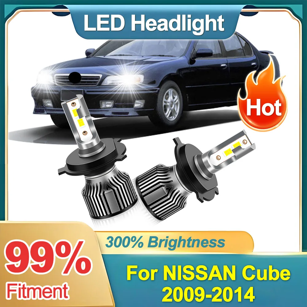 

2 шт., 120 Вт, турбо-автоматические фары 20000LM, автомобильные светодиодные фары с вентилятором 6000K для NISSAN Cube 2009 2010 2011 2012 2013 2014