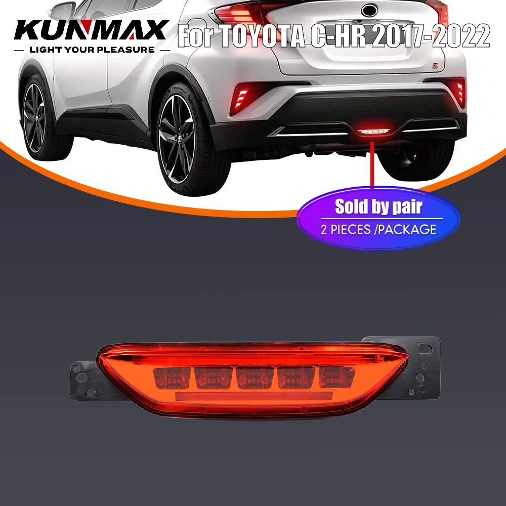 

2PCs LED Car Rear Bumper Reflector Light For TOYOTA C-HR 2017 2018 2019 2020 2021 2022 DRL Brake Lights Stop Lamp Accessories