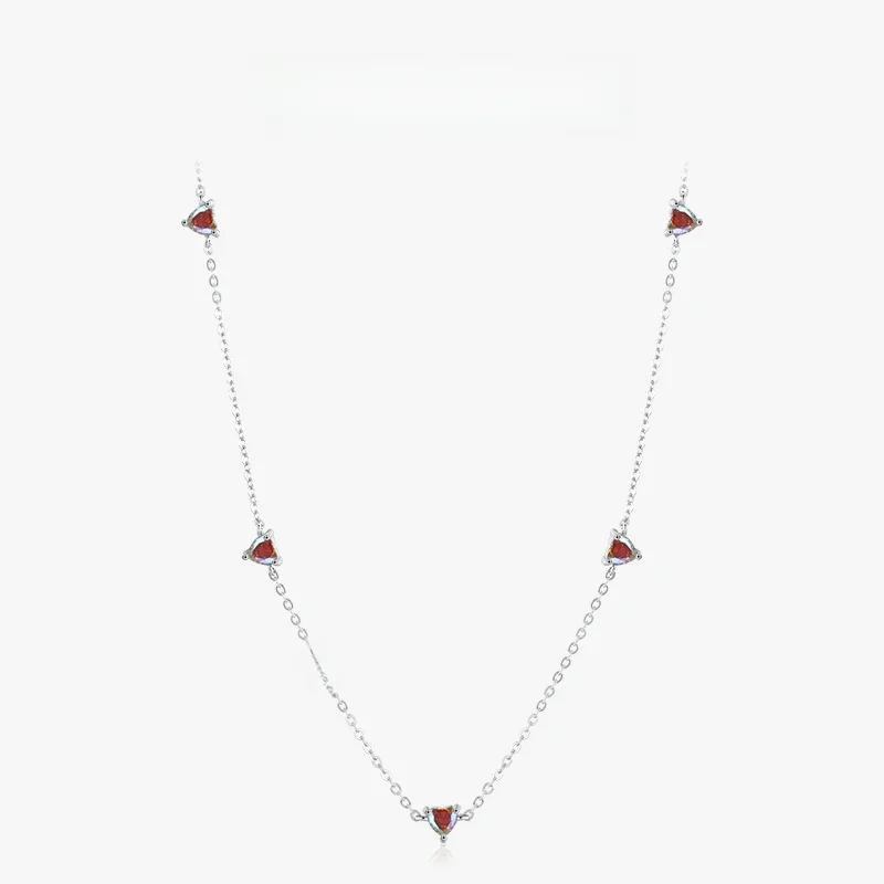 Modian prawdziwe 925 srebro kolorowe cyrkonie krótki Choker naszyjnik serca naszyjnik Charm dla kobiet biżuteria ślubna — zdjęcie 2
