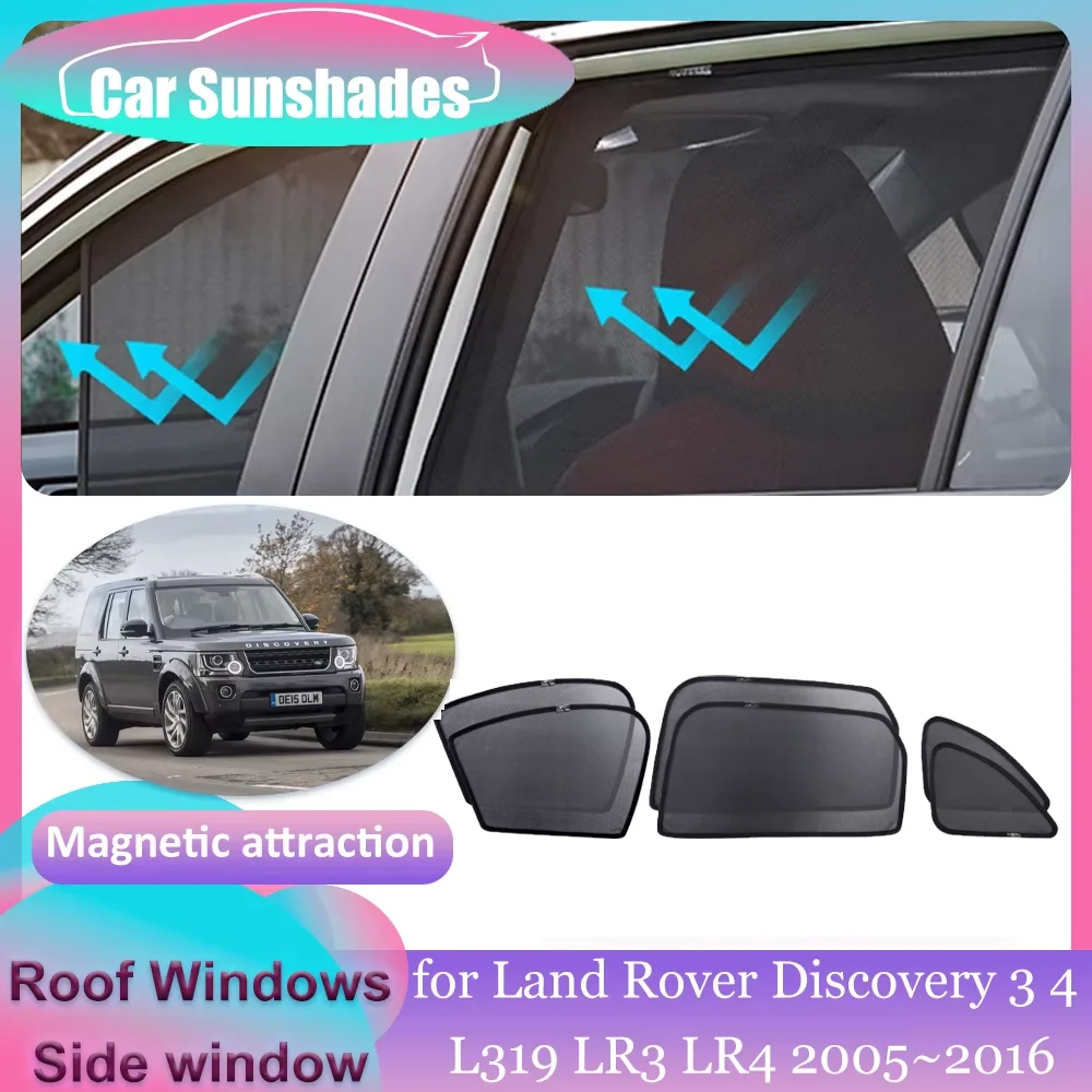 

Магнитные солнцезащитные козырьки для Land Rover Discovery 3 4 L319 LR3 LR4 2005 ~ 2016 года, солнцезащитный козырек для окон, занавеска на лобовое стекло, аксессуары для люка