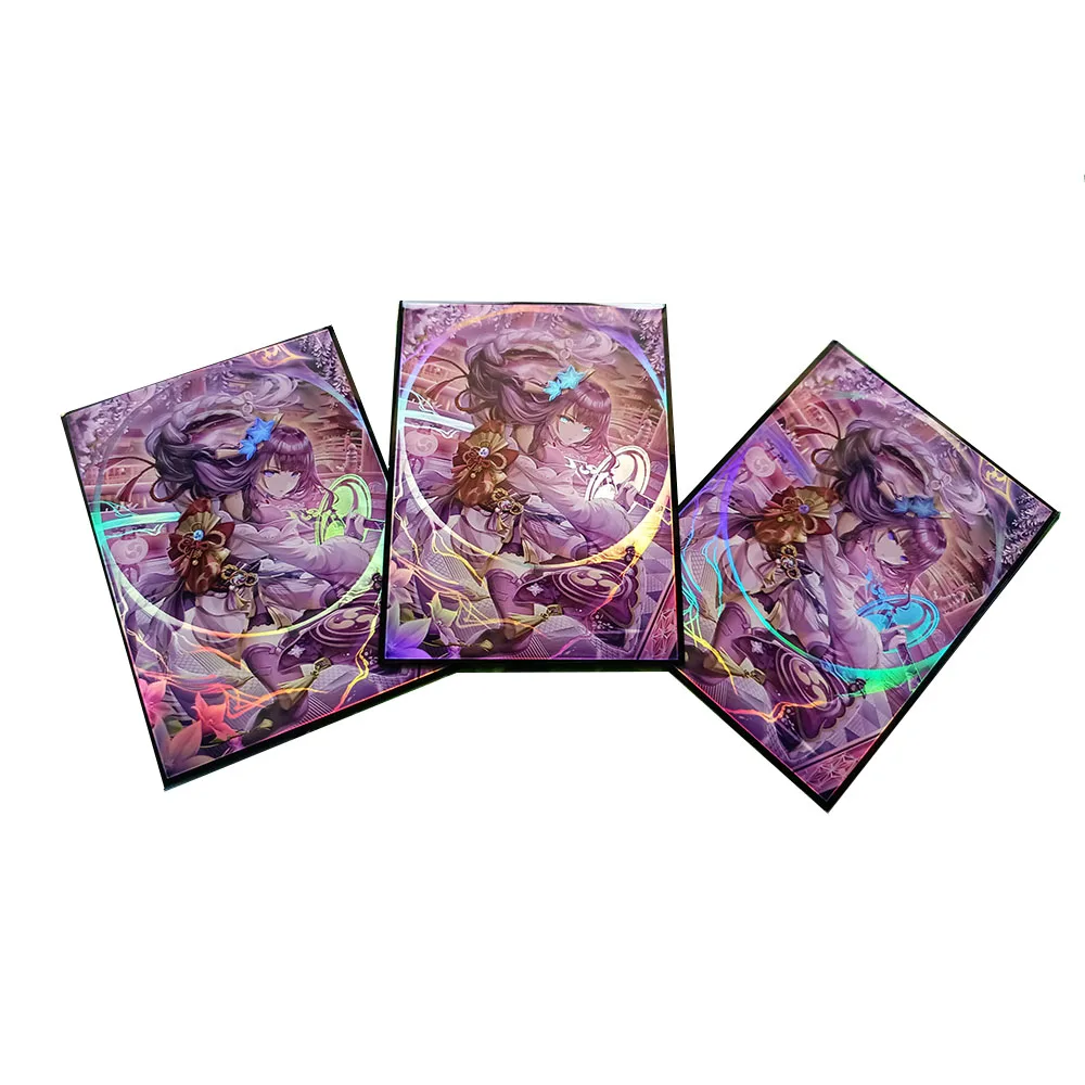 120PCS 67x92mm Trading Cards Protector Holographic Animation Card Sleeves Shield Laser Cute Card Deck Cover Standard Size